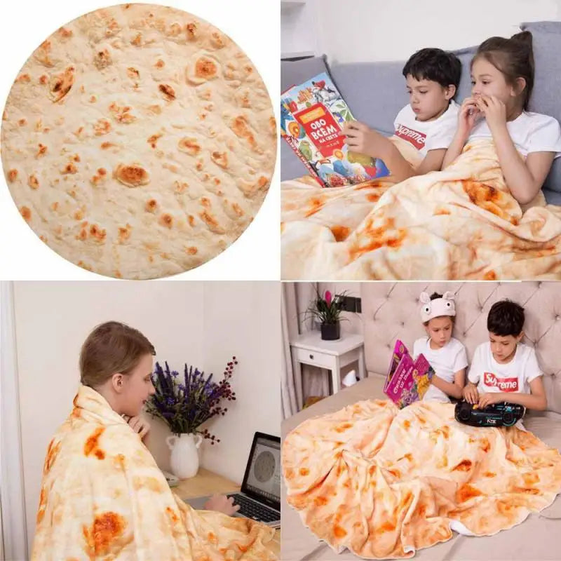 Afralia™ Pizza Flannel Blanket: Warm, Cozy, Pancake Printed for Travel and Home.