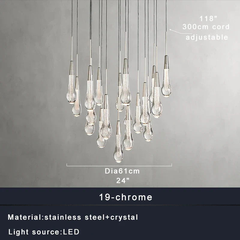 Afralia™ Crystal Water-drop Ceiling Chandelier, Elegant Dining Room Décor.