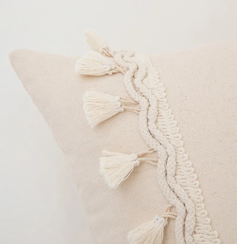 Afralia™ Boho Macrame Woven Cushion Cover for Home Decor, Comfy Farmhouse Pillow Case