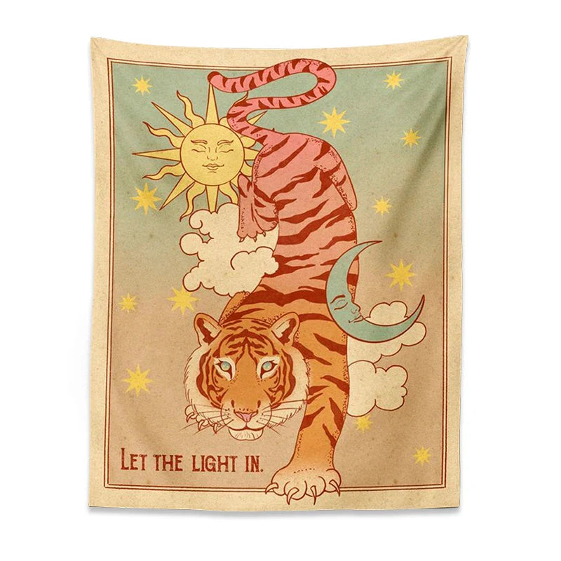 Afralia™ Tarot Tiger Tapestry: Celestial Wall Art for Living Room, Bedroom Decor