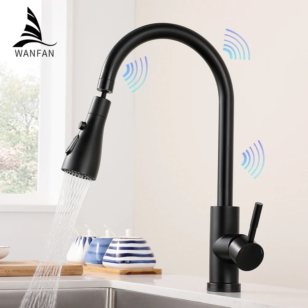 Afralia™ Smart Touch Kitchen Faucet Sensor Water Mixer Rotate Sink Mixer WF-1008