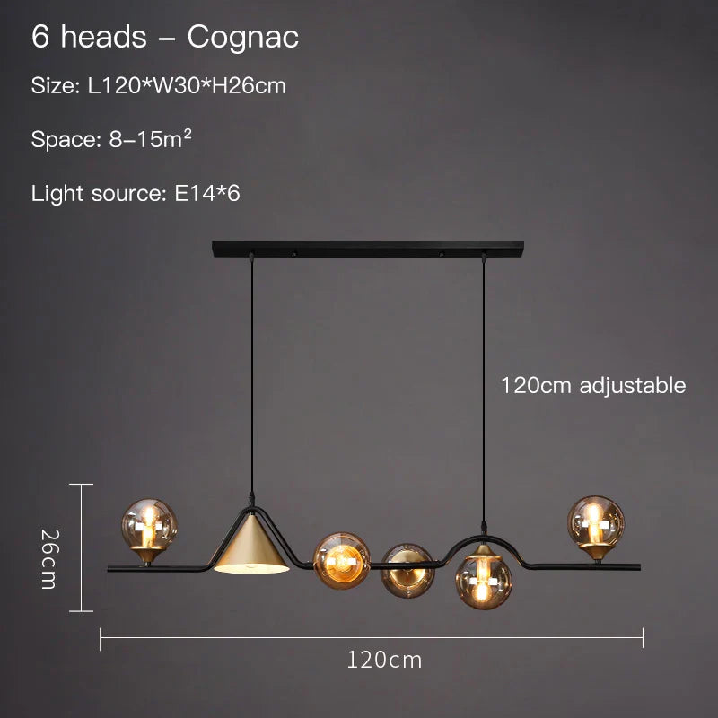 Afralia™ Nordic Glass Ball Chandelier for Living Room, Modern Black Luster Pendant Light