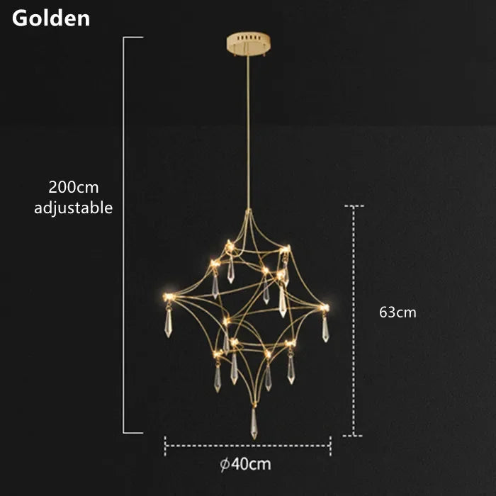 Afralia™ Quasar Crystal LED Golden Lustre Pendant Lamp - Chrome Design for Home Lighting
