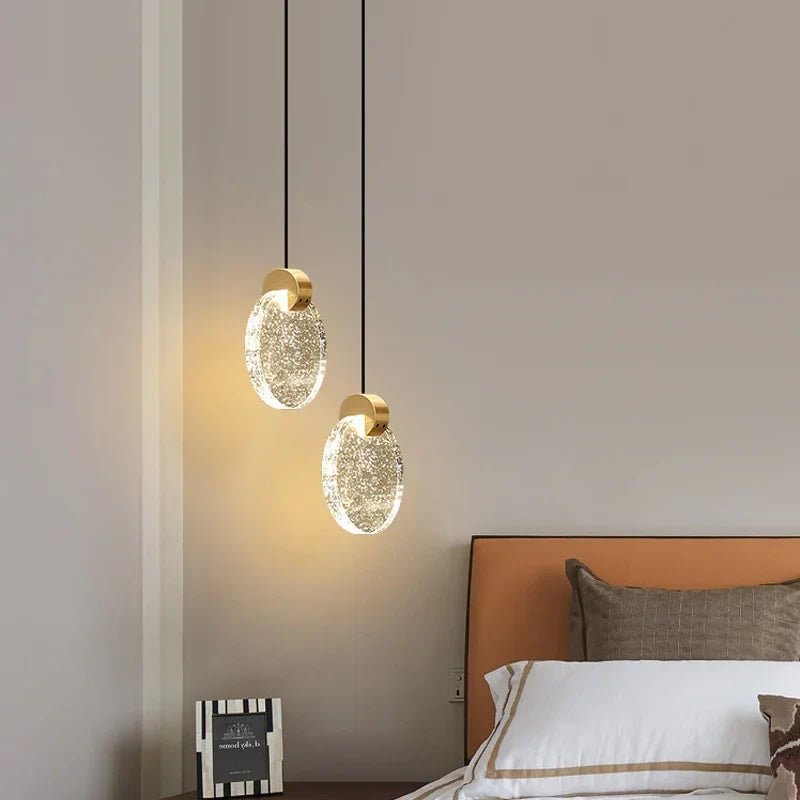 Afralia™ Crystal Pendant Light for Minimalist Master Bedroom, Small LED Lamp with Net Red Background