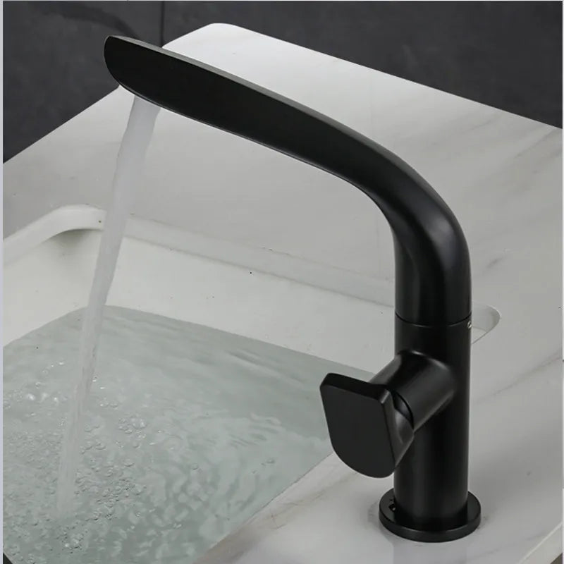 Afralia™ Brushed Gold Basin Faucet - Brass Single Handle Bathroom Mixer Tap