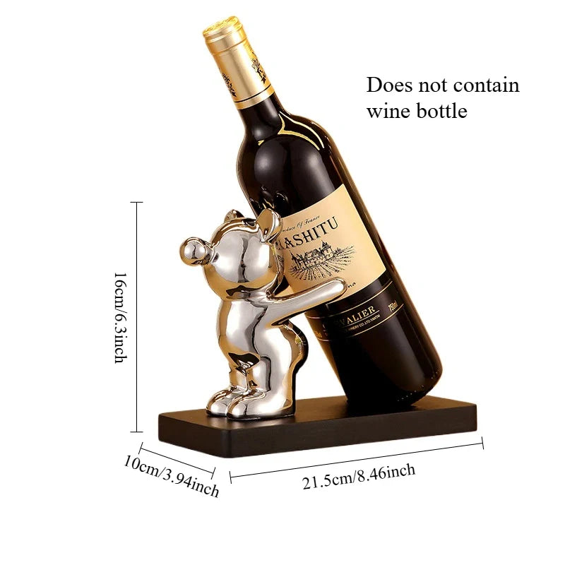 Afralia™ Ceramic Teddy Bear Wine Rack: Luxurious Home Decor for Living Room, Dining Area, or Wine Cabinet