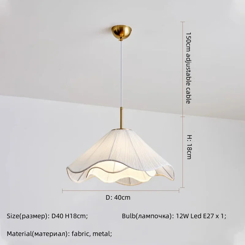 Afralia™ Nordic Fabric LED Chandelier Modern White E27 Pendant Lights Dining Room Art Decor