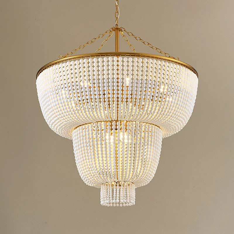 Afralia™ Rustic Beaded Pearl Chandelier - Modern Pendant Light for Living Room