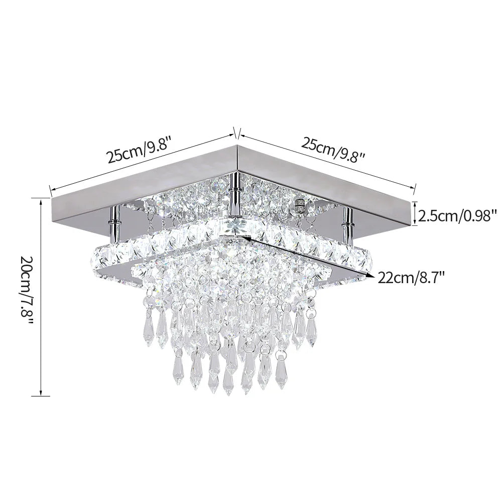 Afralia™ Crystal Square LED Chandelier: Modern Dimmable Ceiling Light for Bedroom, Living, Dinning Rooms