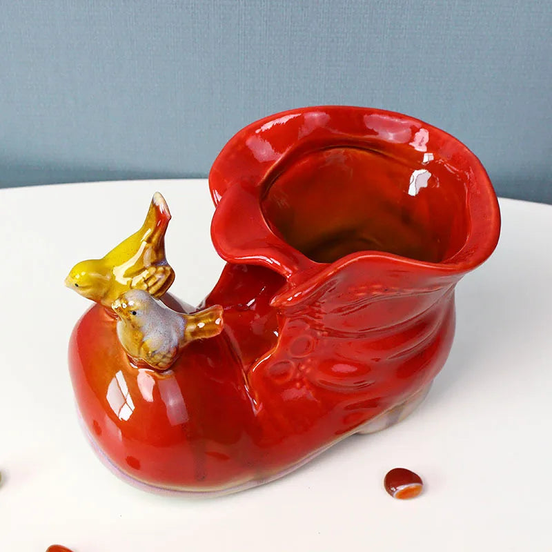 Afralia™ Small Boots Shoe Flower Pot Vase Succulent Planting Pen Container Storage