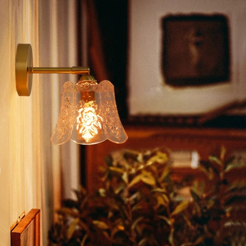 Afralia™ Bell Glass LED Wall Lamp for Living Room, Bathroom, Stair Light - Japanese Vintage Style