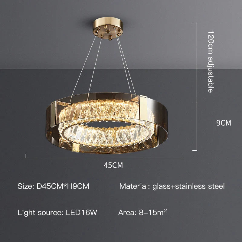 Afralia™ Nordic Crystal LED Ceiling Chandelier for Bedroom Living Room Kitchen