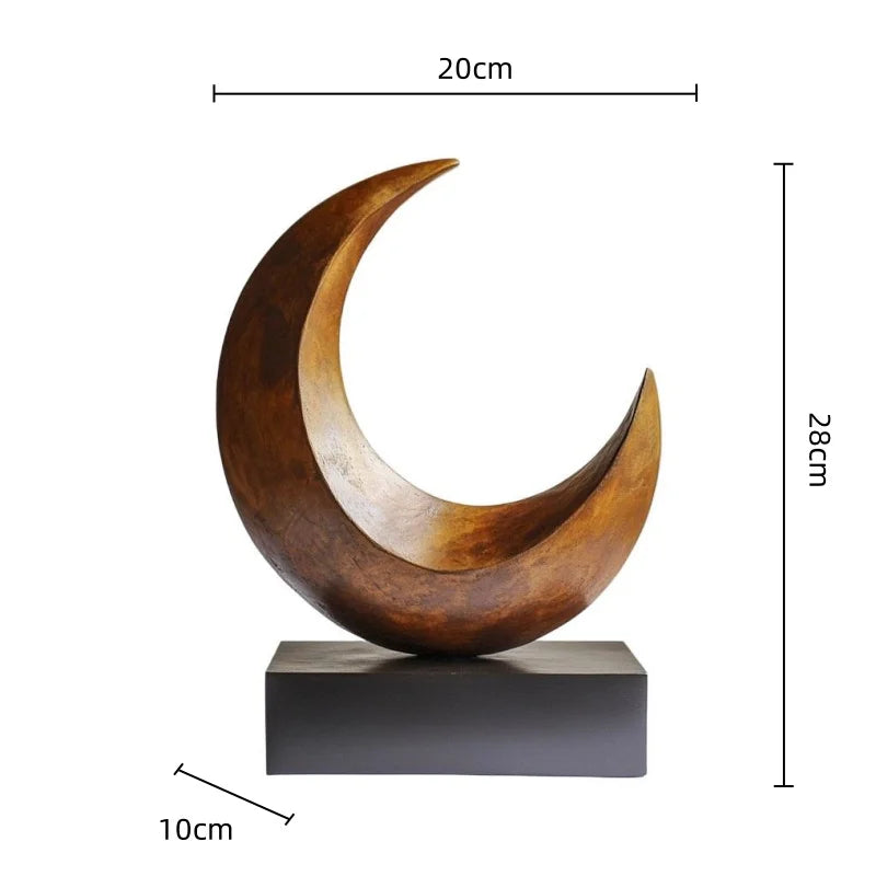 Afralia™ Golden Ring Abstract Resin Figurines, Home Decor, Geometric Design