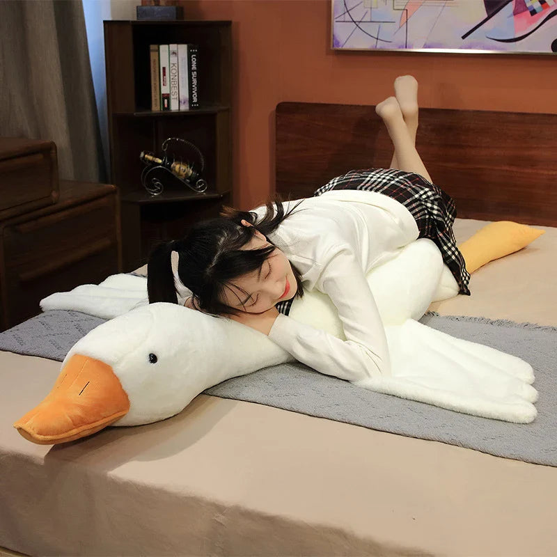 Afralia™ White Goose Body Pillow: Soft & Comfortable Plush Gift for Girlfriend, Schoolmate, or Children
