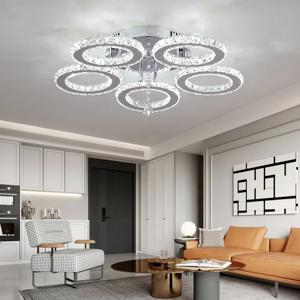 Afralia™ Modern Crystal Chandelier Ceiling Lamp for Bedroom Living Dining Room