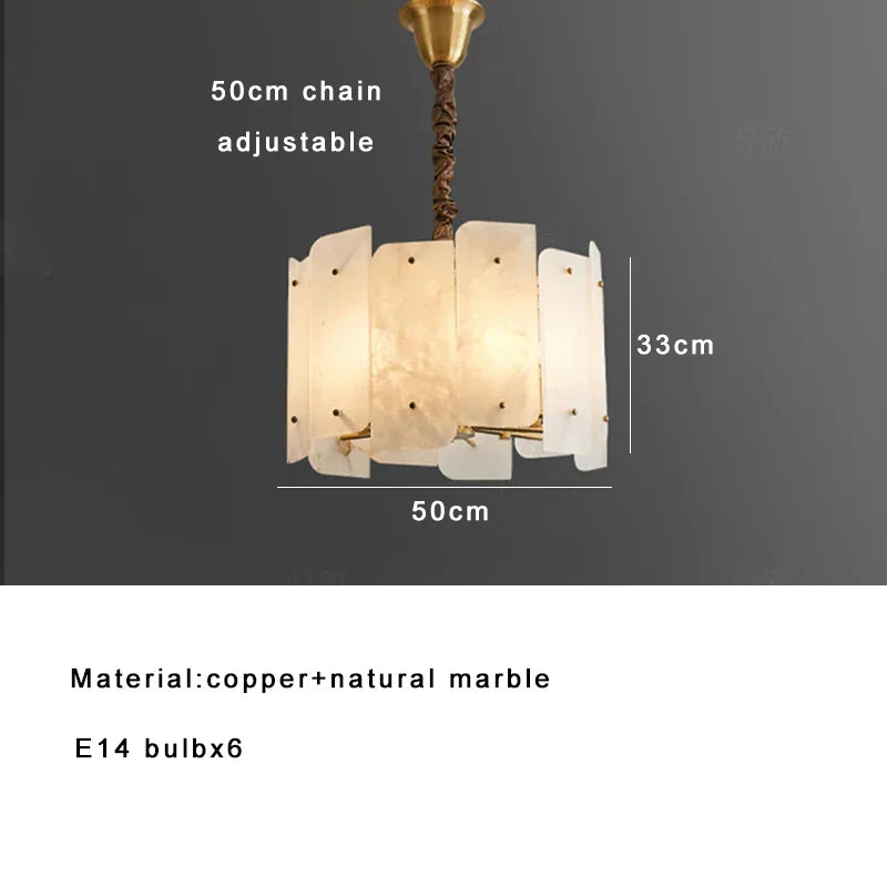 Afralia™ Marble Brass Chandelier Dimmable Stone Hanglamp Gold Lustres Lighting