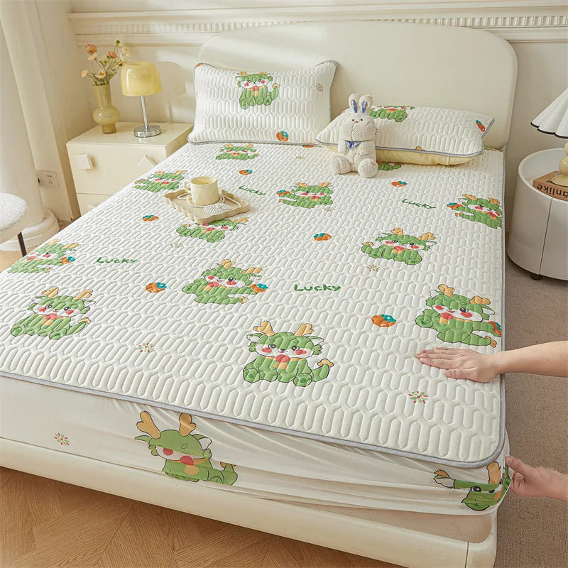 Afralia™ Cute Cartoon Pattern Cooling Fitted Sheet with Natural Latex Fabric
