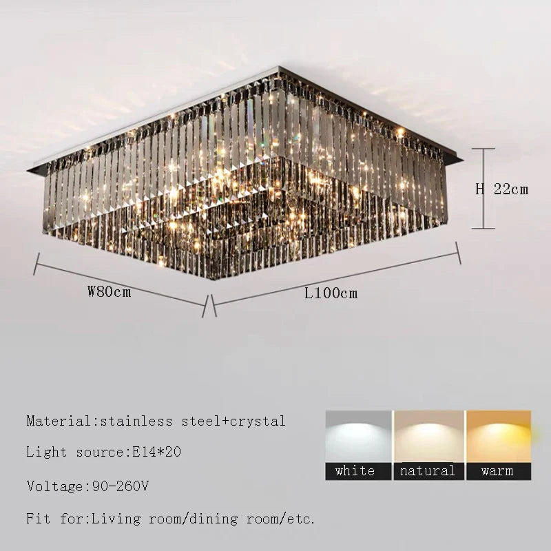 Afralia™ Luxury Black Crystal Ceiling Light for Modern Home Decor and Lighting