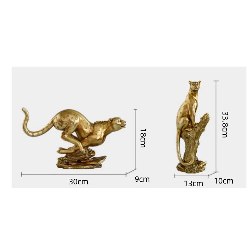 Afralia™ Golden Leopard Resin Sculpture - Handcrafted Cheetah Decoration