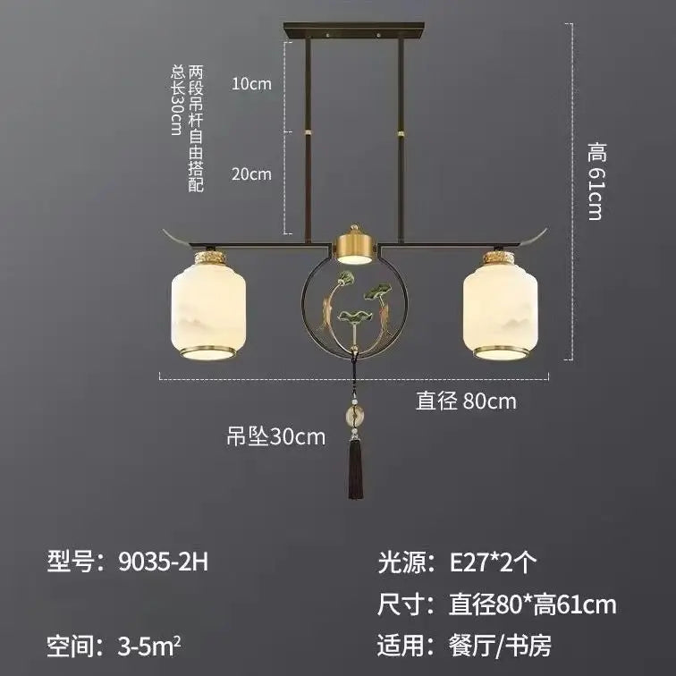 Afralia™ Chinese Zen Chandelier for Home, Hotel, and Restaurant Living Room Lighting