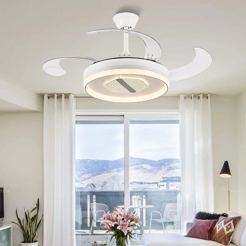 Afralia™ Smart LED Ceiling Fan Light with Remote Control Silent Design