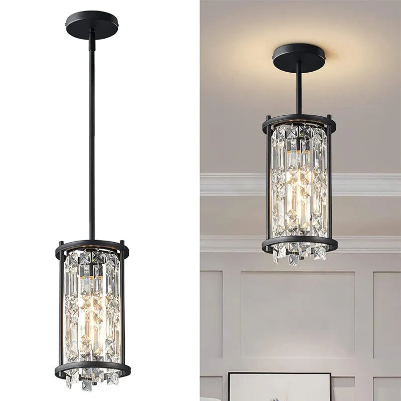 Afralia™ Modern K9 Crystal Chandelier Ceiling Hanging Lamp for Living Room Bedroom