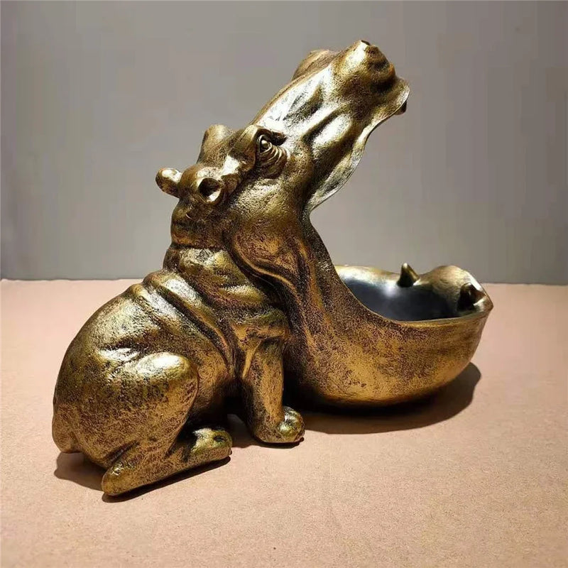 Afralia™ Hippo Figurine Key Bowl & Pelican Candy Container Home Decor