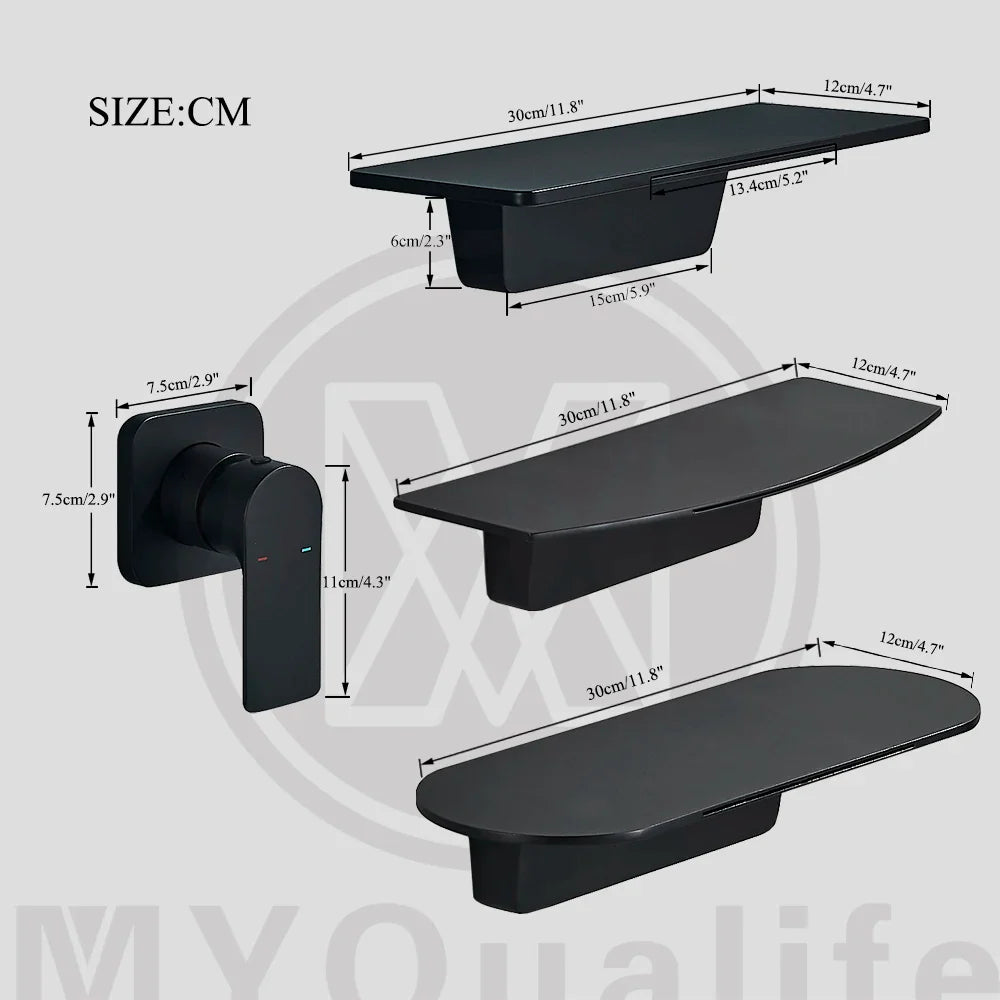 Afralia™ Matte Black Waterfall Bathtub Faucet with Handshower