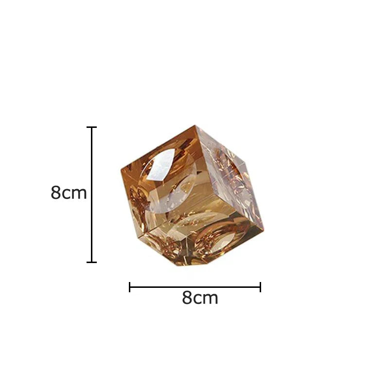 Afralia™ Crystal Cube Statue Desk Ornament - Creative Room Decor Sculpture