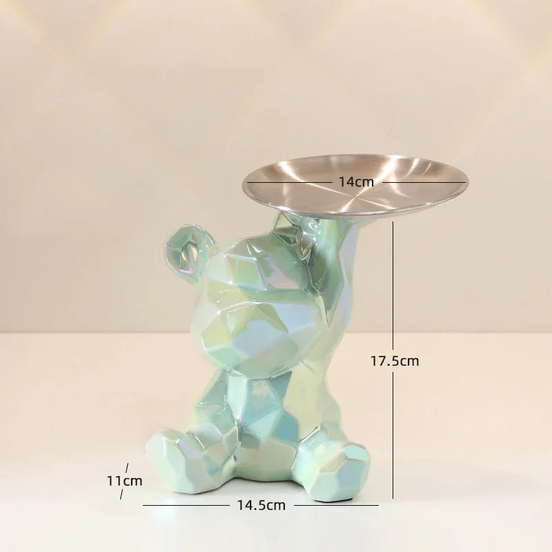 Geometric Bear Coin Bank by Afralia™: Ceramic Home Decor and Organizer