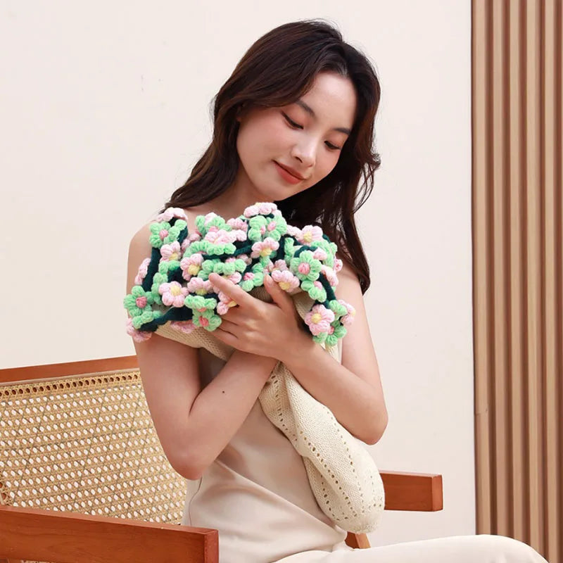 Afralia™ Elegant Daisy Bouquet Soft Blanket for Office Sofa, Multi-Functional Nap Shawl & Cushion