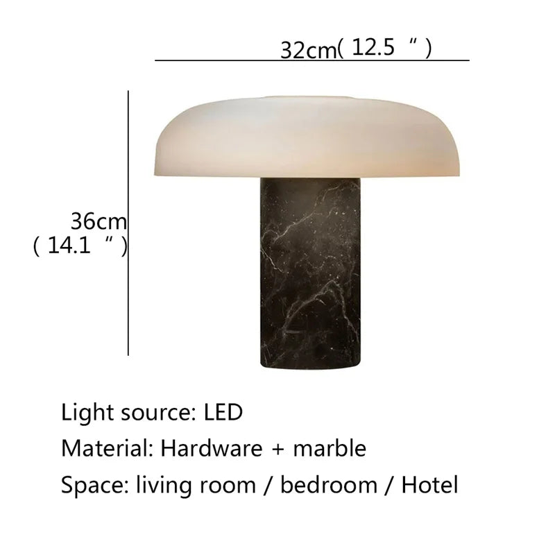 Afralia™ Marble LED Desk Lamp Modern Nordic Mushroom Design for Living Room.