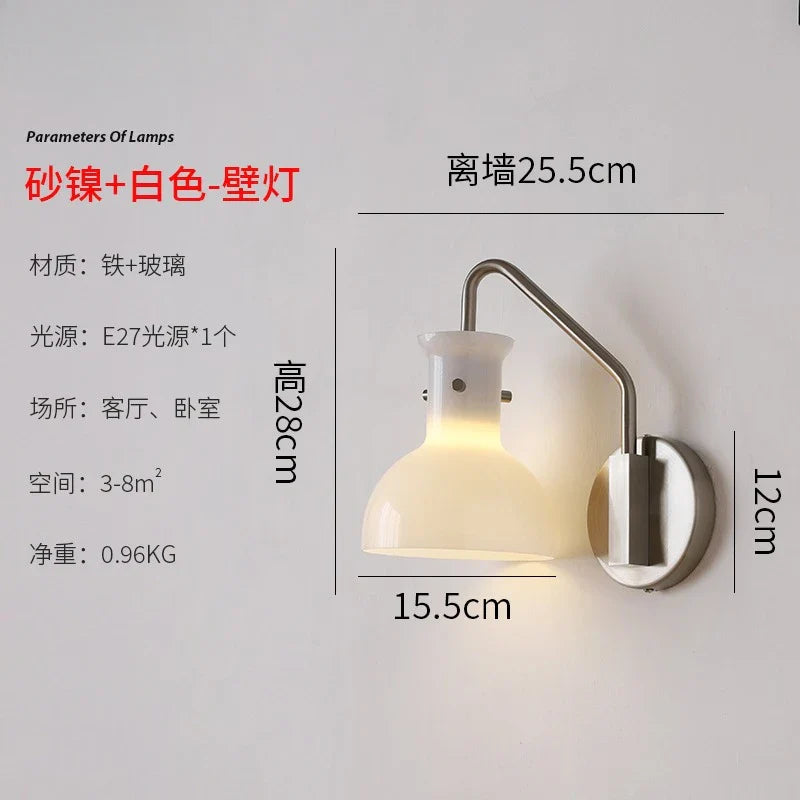 Afralia™ Bauhaus Glass LED Wall Lamp Iron Art Decor for Bedroom Living Room
