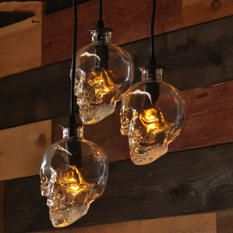 Afralia™ Retro Skull Glass Pendant Light - Clear Lampshade for Home Decor Fixture