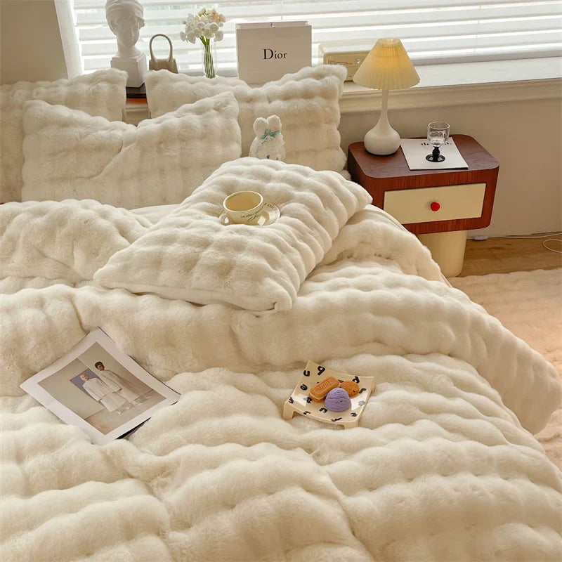Afralia™ Plush Faux Rabbit Fur Bedding Set for Luxurious Comfort.