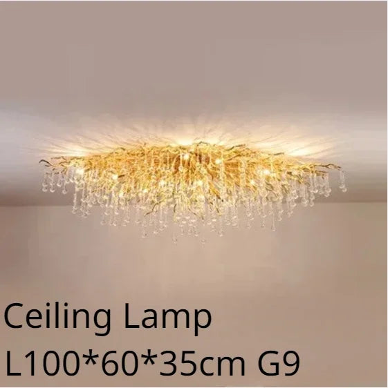 Afralia™ Modern Luxury Gold LED Crystal Chandelier for Living Room