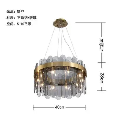 Afralia™ Nordic Smoke Grey Glass Chandelier Pendant Light for Living Room Bedroom Dining