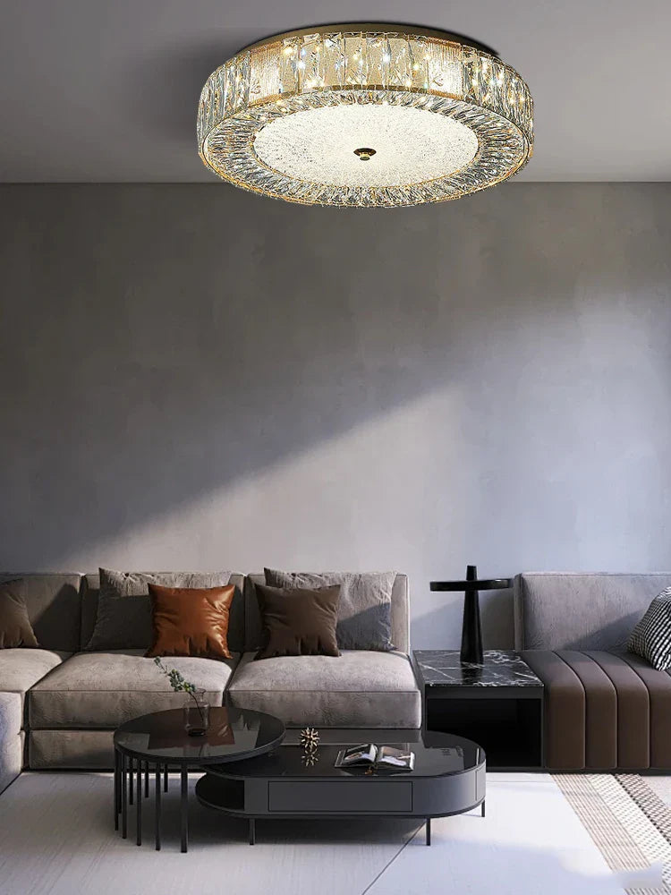 Afralia™ Crystal Glass Ceiling Light for Bedroom & Living Room, Low Ceiling Chandelier