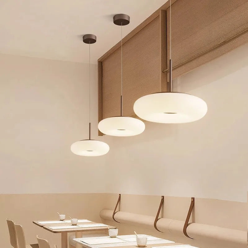 Afralia™ Modern White LED Circular Pendant Light for Restaurant, Coffee Shop, and Study