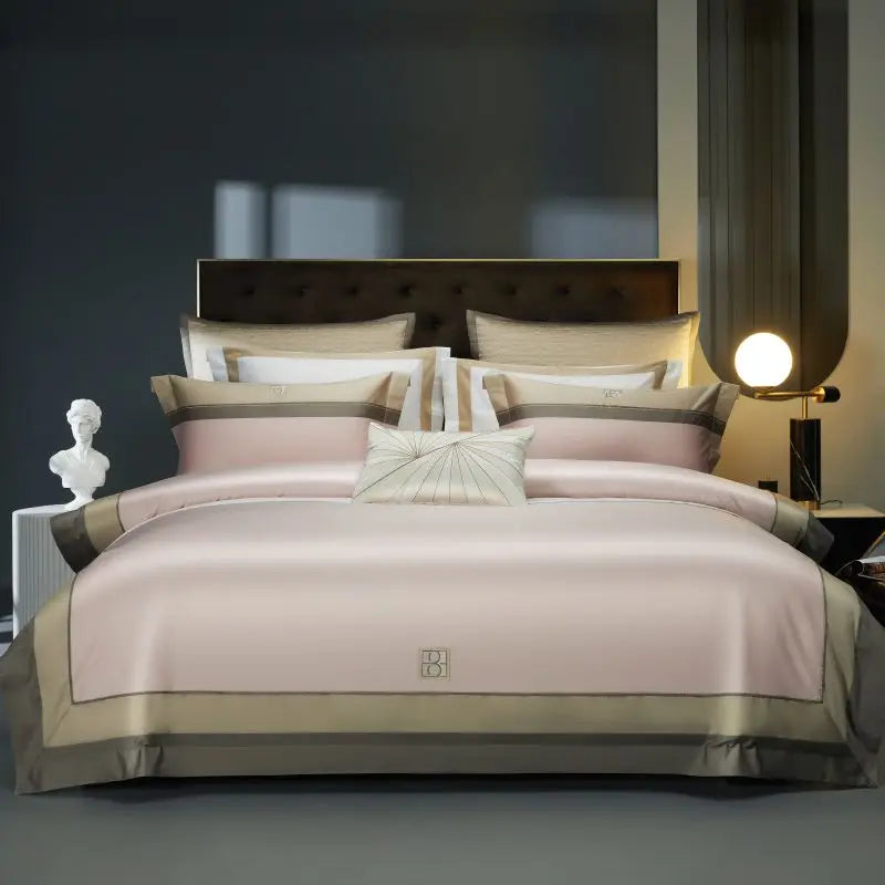 Afralia™ Luxury Embroidery 1000TC Egyptian Cotton Bedding Set: Duvet Cover, Sheet, Pillowcases