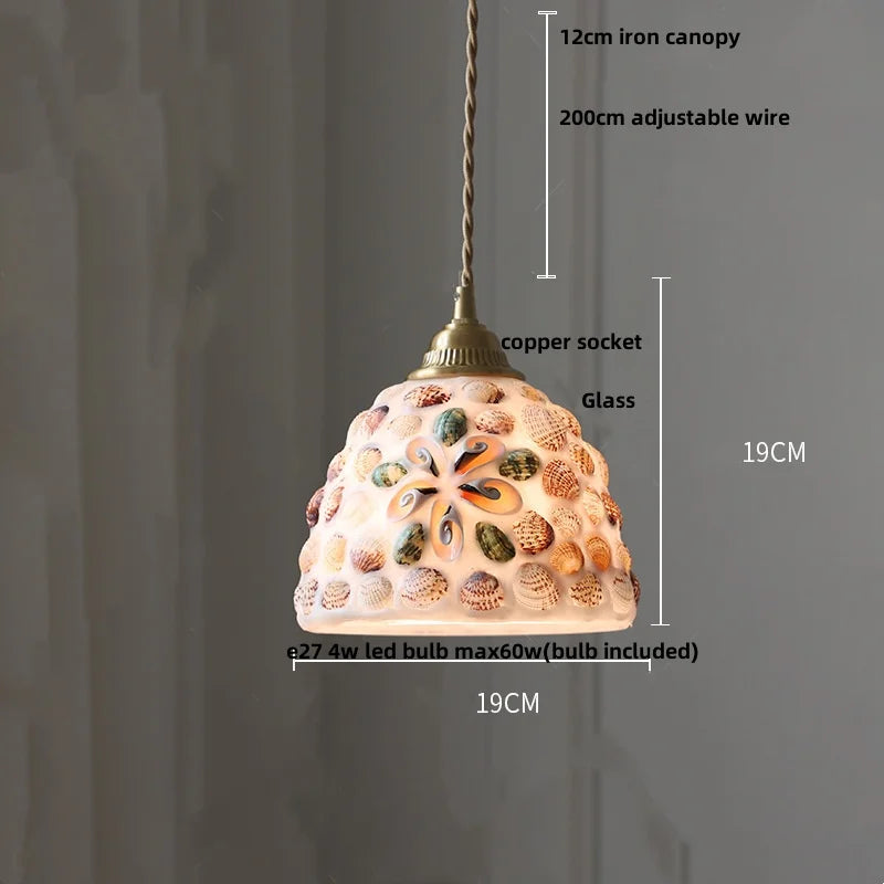 Afralia™ Tiffany Conch Glass LED Pendant Light - Adjustable & Colorful for Reading, Children, Dining Room