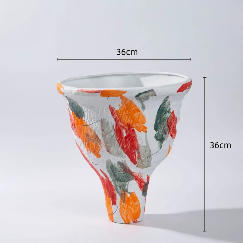Afralia™ Abstract Irregular Ceramic Vase Set Colorful Graffiti Ornaments Home Decoration