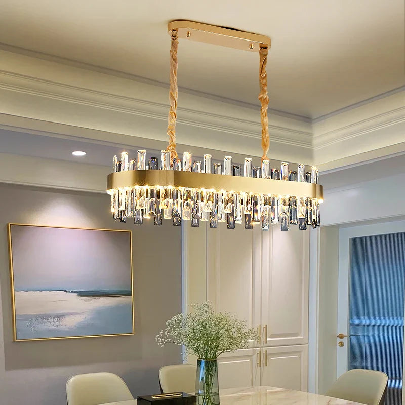 Afralia™ Crystal Chandelier for Living Room Bedroom Dining - Energy-saving Light Luxury Lamps