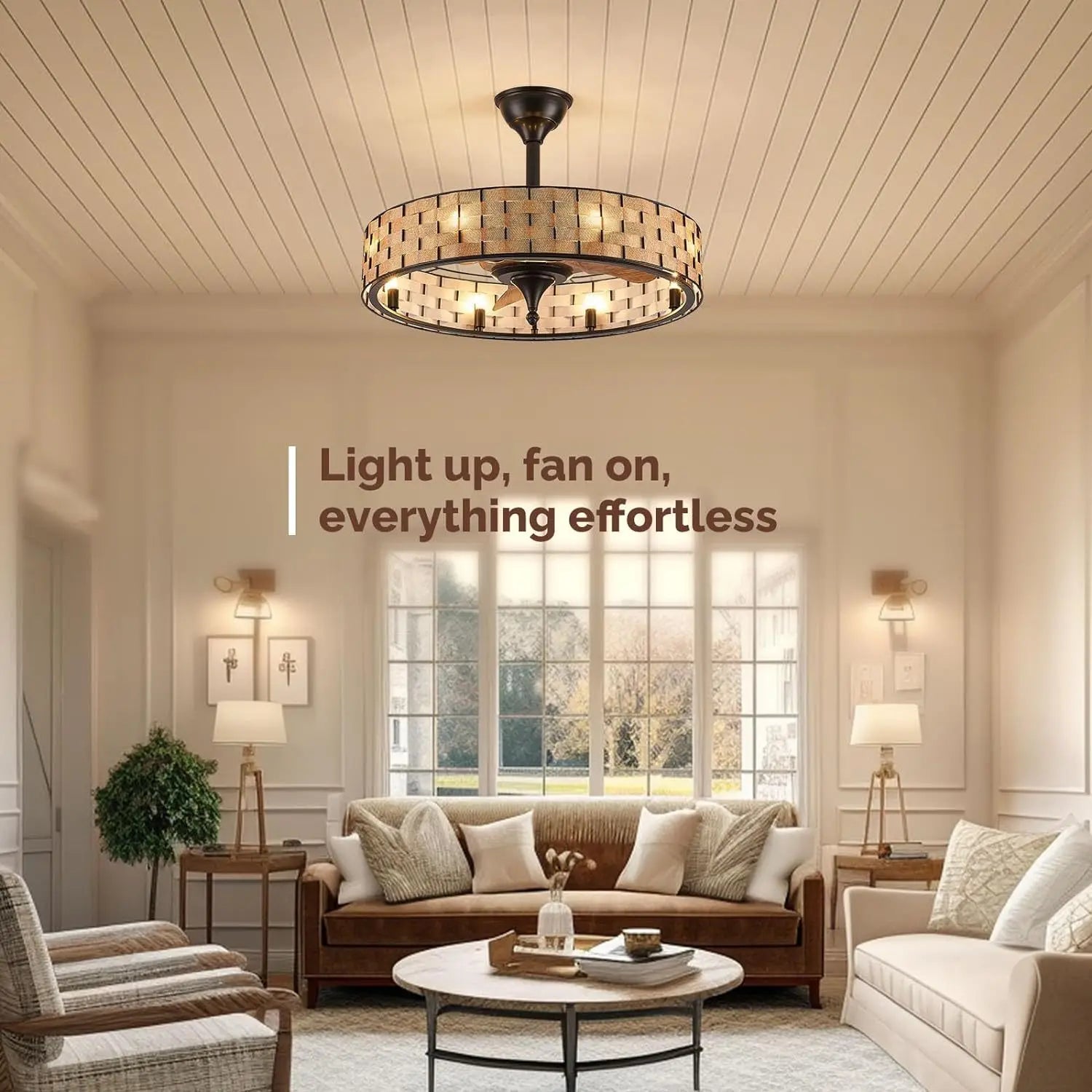 Afralia™ Crystal Ceiling Fan with Birdcage Design, Iron Lampshade, Variable Frequency Remote Control
