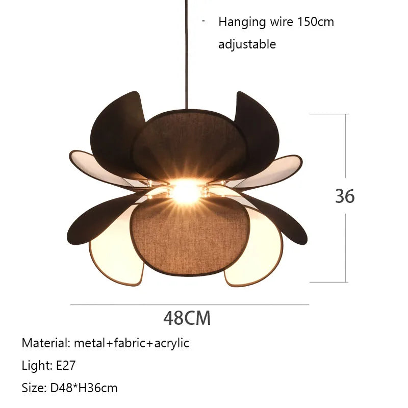 Afralia™ Wabi Sabi Fabric Petals LED Chandelier Pendant Lights, Home Decor Hanging Lamp