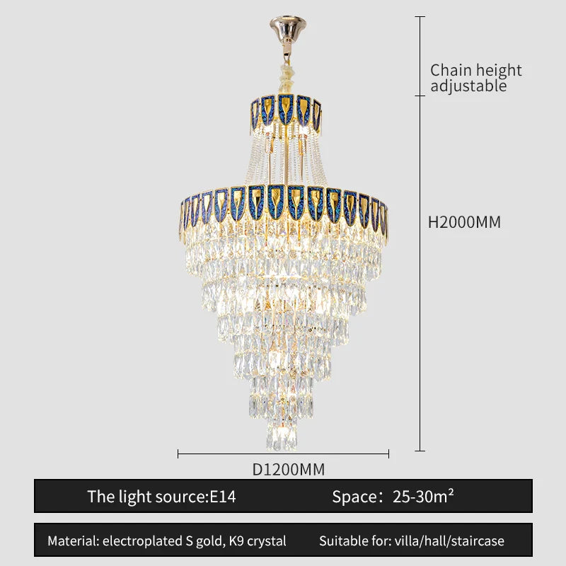 Afralia™ Crystal Chandelier Art Living Room Lighting for Duplex Buildings and High-End Restaurants