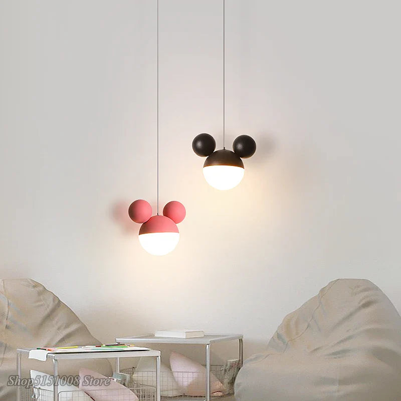 Afralia™ LED Cartoon Pendant Light Kids Eye Care Mickey Princess Hanging Lamp