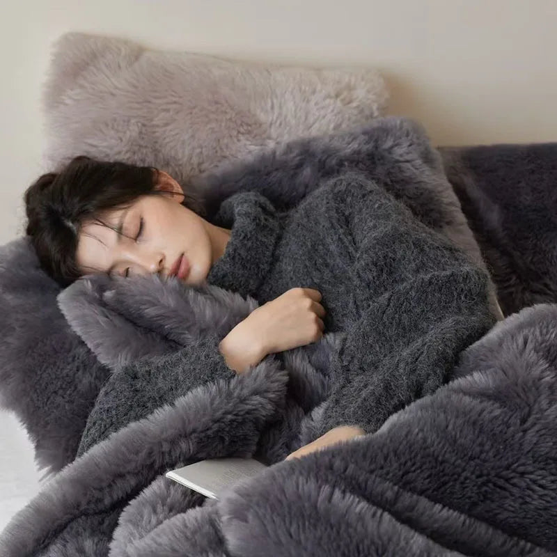 Afralia™ Plush Wool Winter Blanket: Ultra Soft & Warm Double-Layer Sofa Cover & Nap Shawl