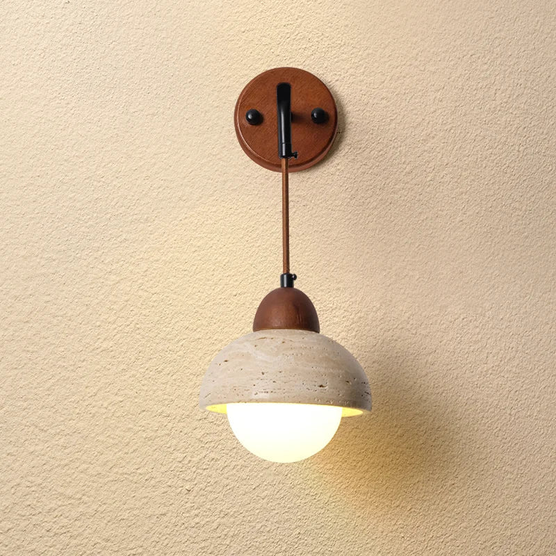Afralia™ Wire LED Wall Lamp Yellow Travertine White Glass Nordic Stair Light