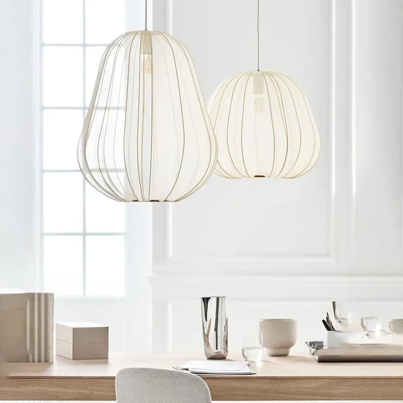 Afralia™ Fabric Wabi Sabi Chandelier: Nordic Minimalist Pendant Light for Dining Room, Bar, Bedroom & Loft